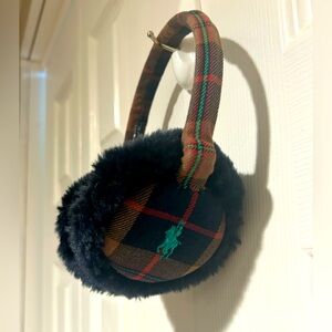 Ralph Lauren Polo Plaid Brown Blue Earmuff Winter Kid